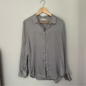 Navy and White Striped Madewell Blouse, Size M